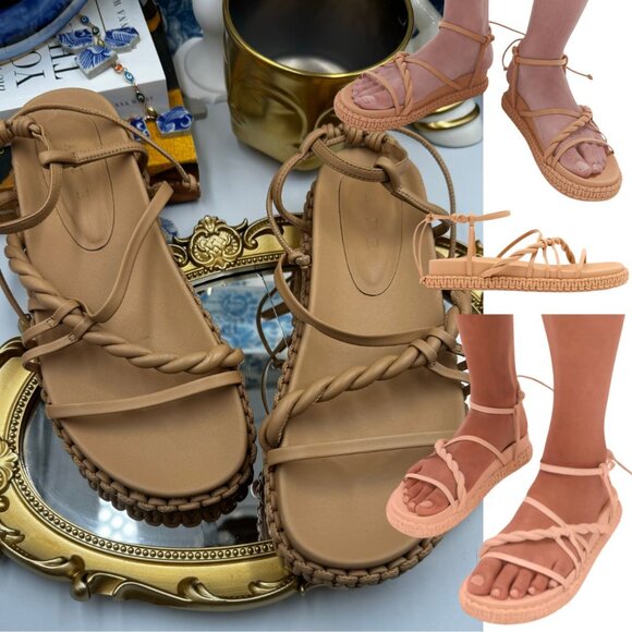 🆕 AJE 🧿 NWOT Tryphena Platform Twist Sandal, Beige - SIZE 37